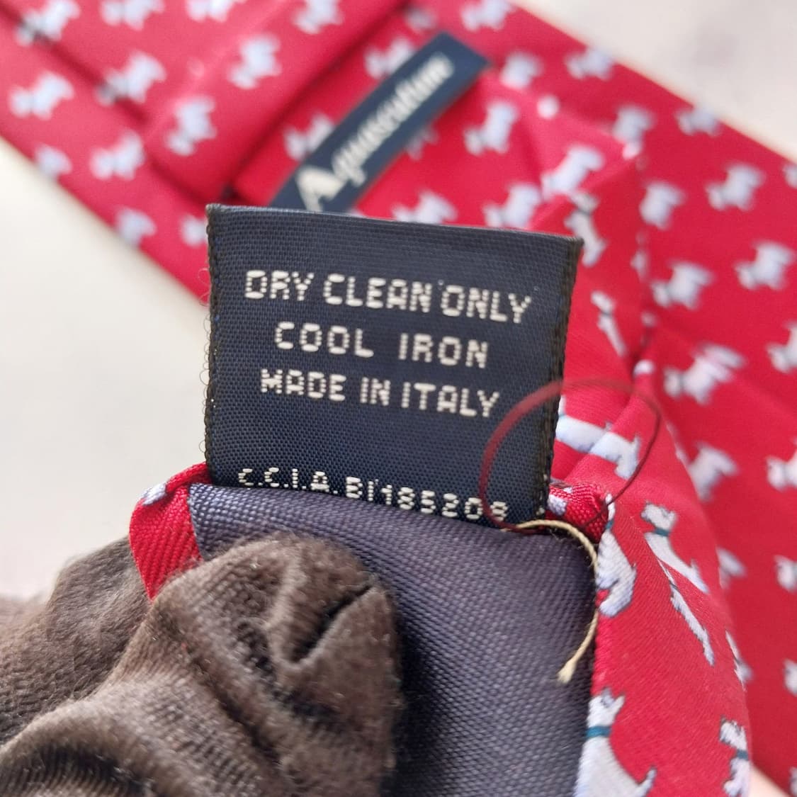 아쿠아스큐텀 실크 강아지 모티브 넥타이 9.1cm A+등급 K1976 상품이미지10