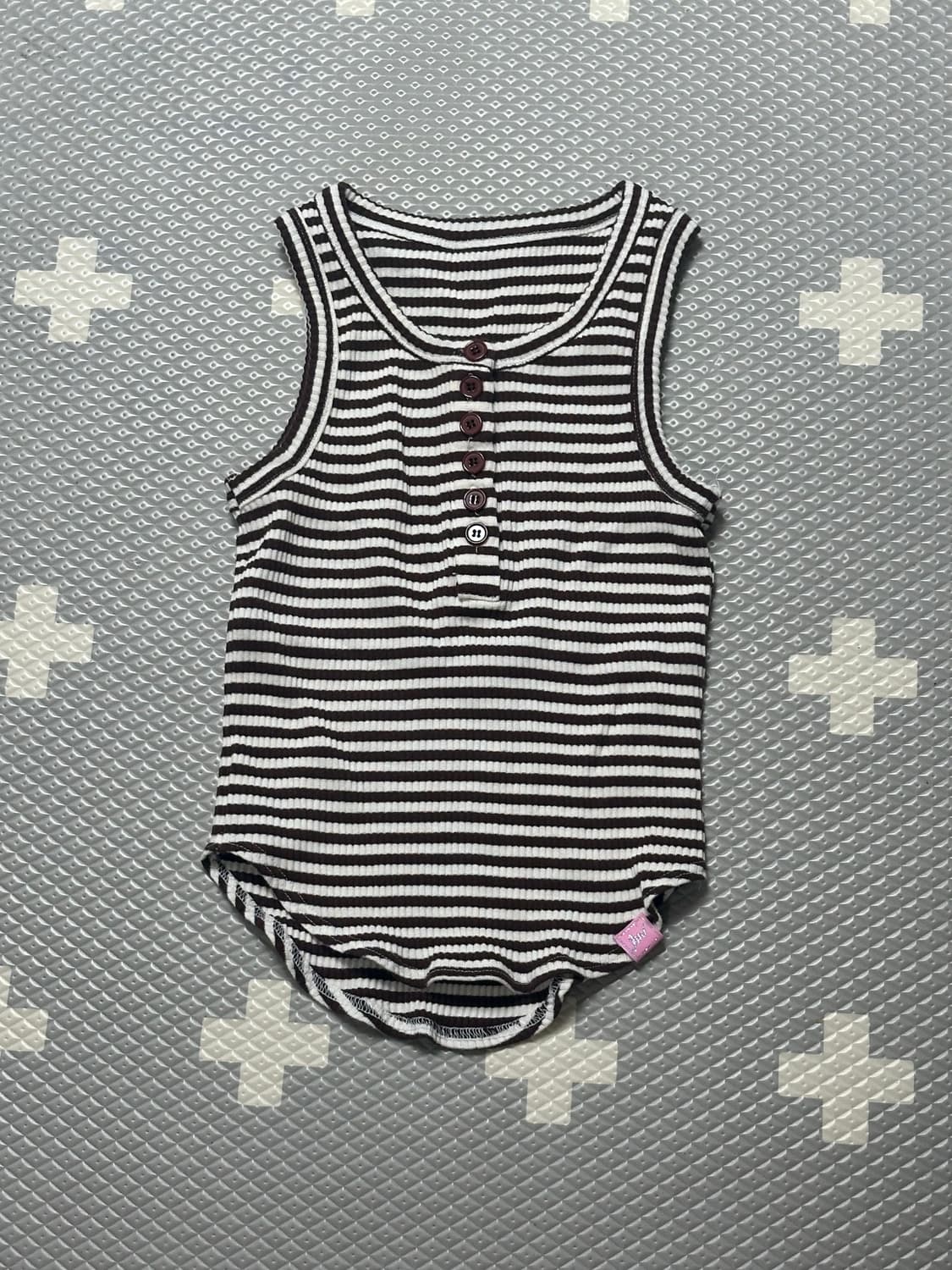 플리즈노팔로우 스트라이프 홀터 슬리브리스 나시 탑 상품이미지1