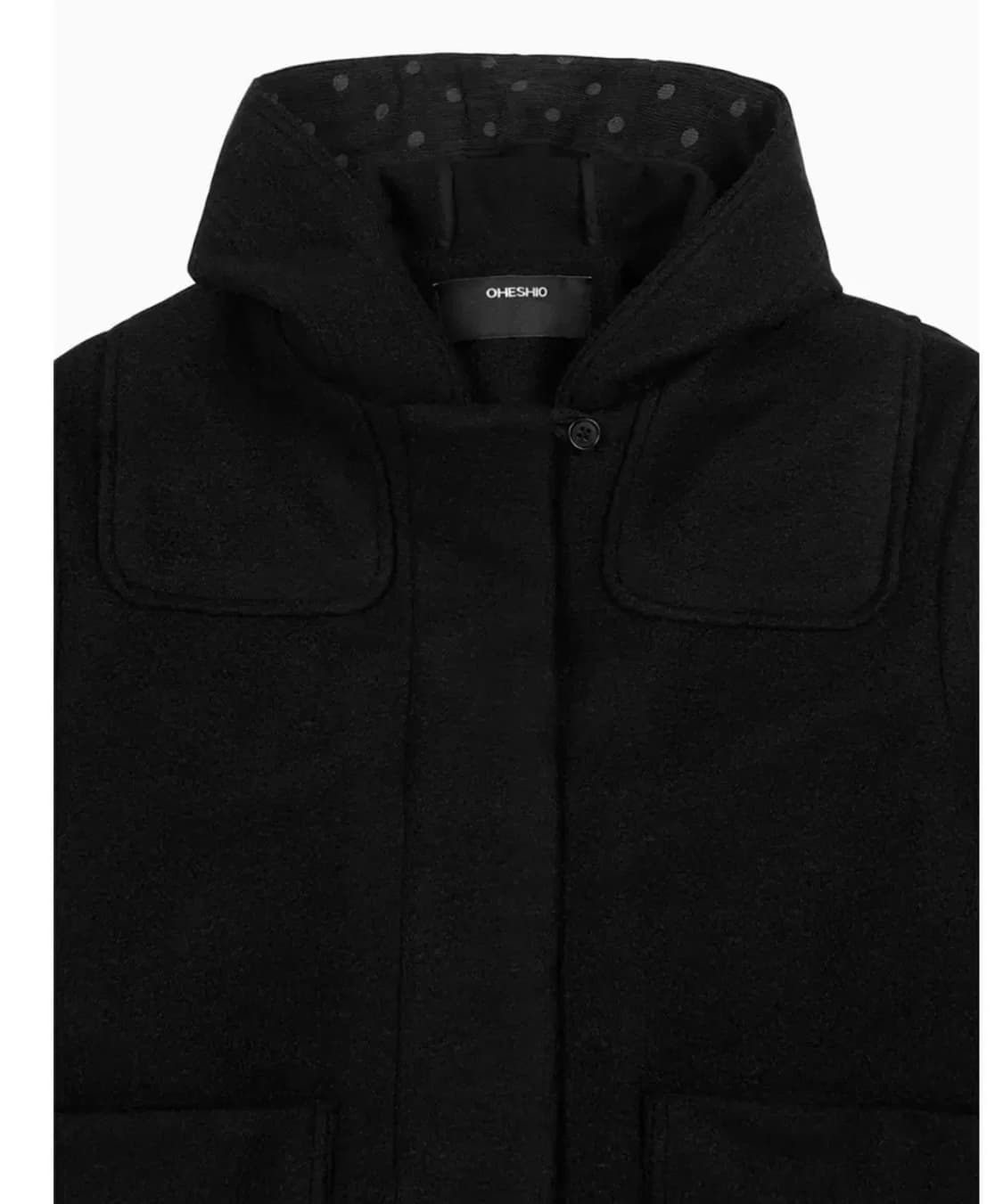 오헤시오 후디드 하프 코트 블랙 상품이미지3
