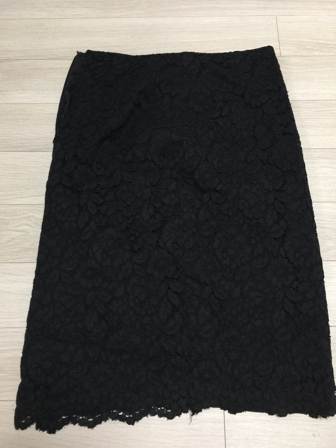 일본 빈티지 H라인 플라워 레이스 스커트 블랙 상품이미지1