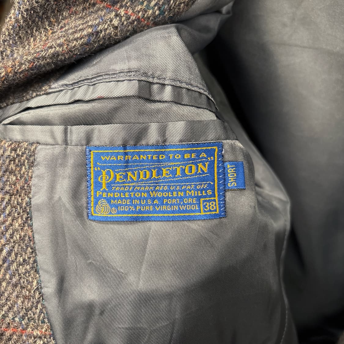 80s 펜들턴 퓨어 버진 울 트위드체크 2버튼 블레이저 자켓 N368 상품이미지8