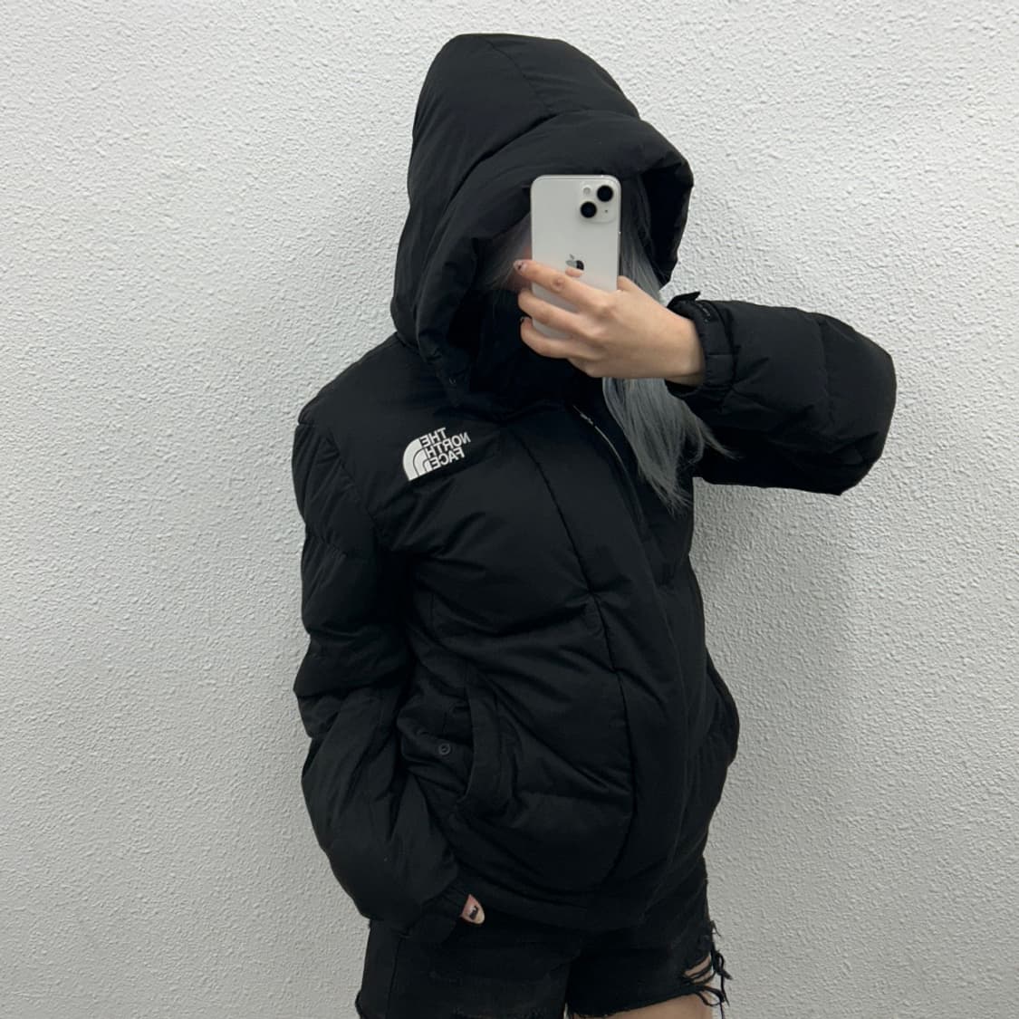 노스페이스 사이드포켓 후드 패딩 XS 상품이미지3