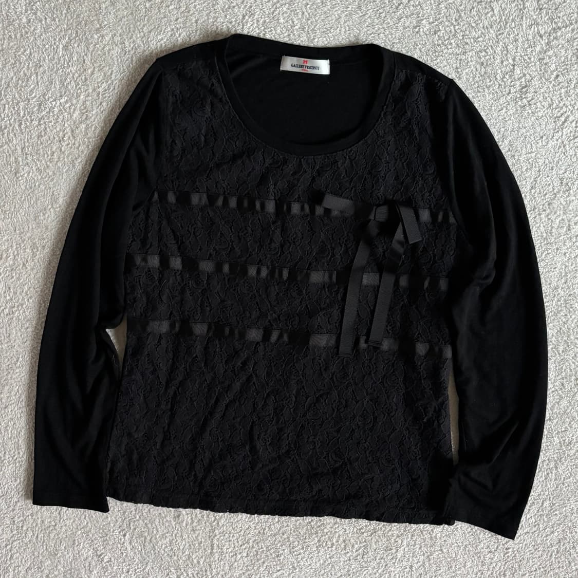 일본빈티지 갤러리 비스콘티 블랙 리본 포인트 이너 탑 상품이미지1