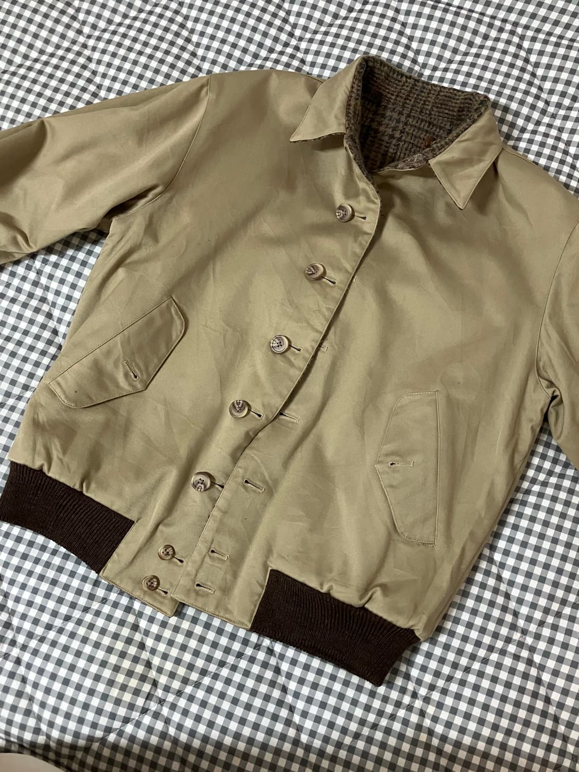 90s 빈티지 해리스트위드 & 코튼 리버시블 자켓 상품이미지2