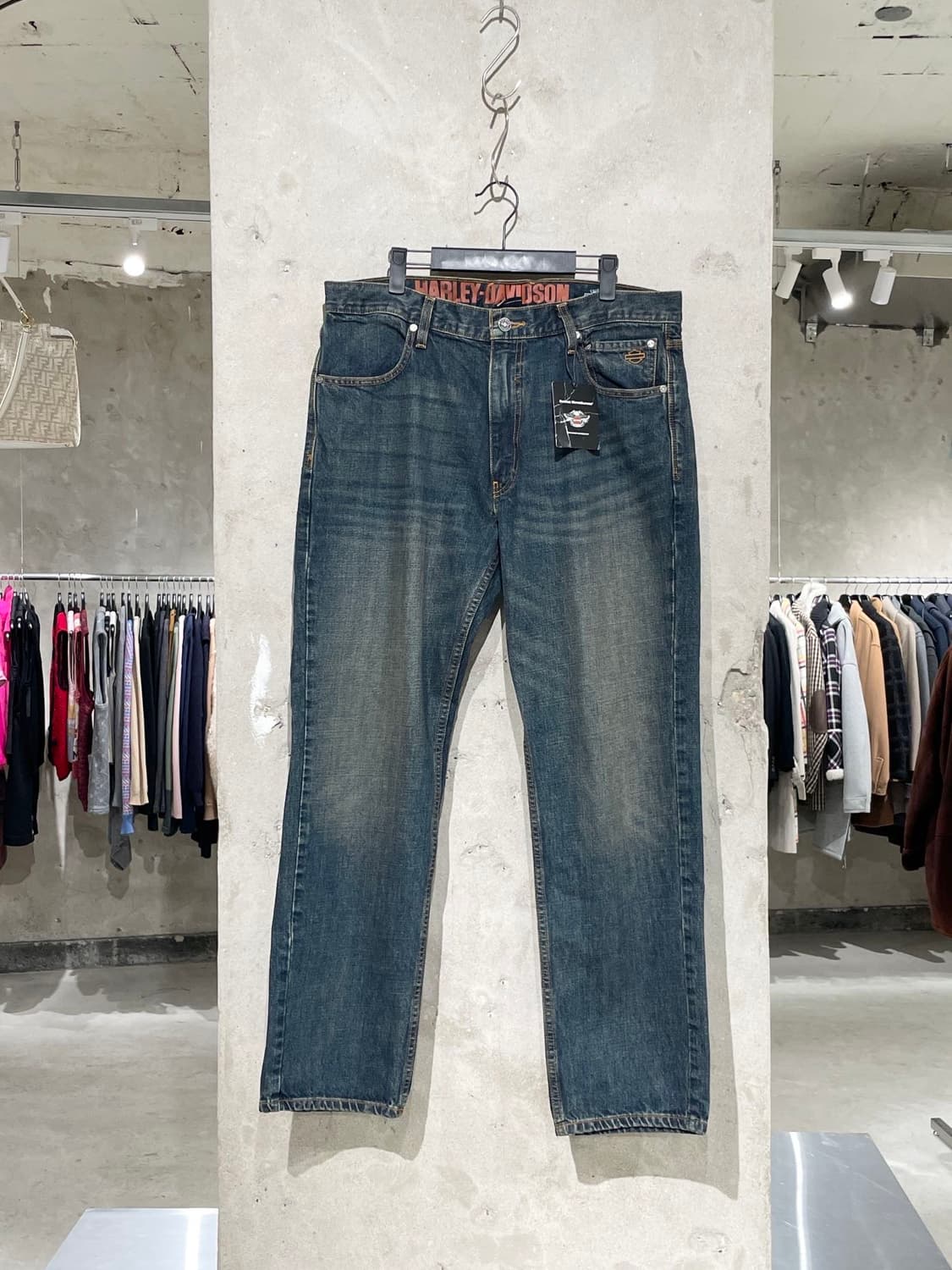 할리 데이비슨 진청 스트레이트 워싱 데님 팬츠 상품이미지1