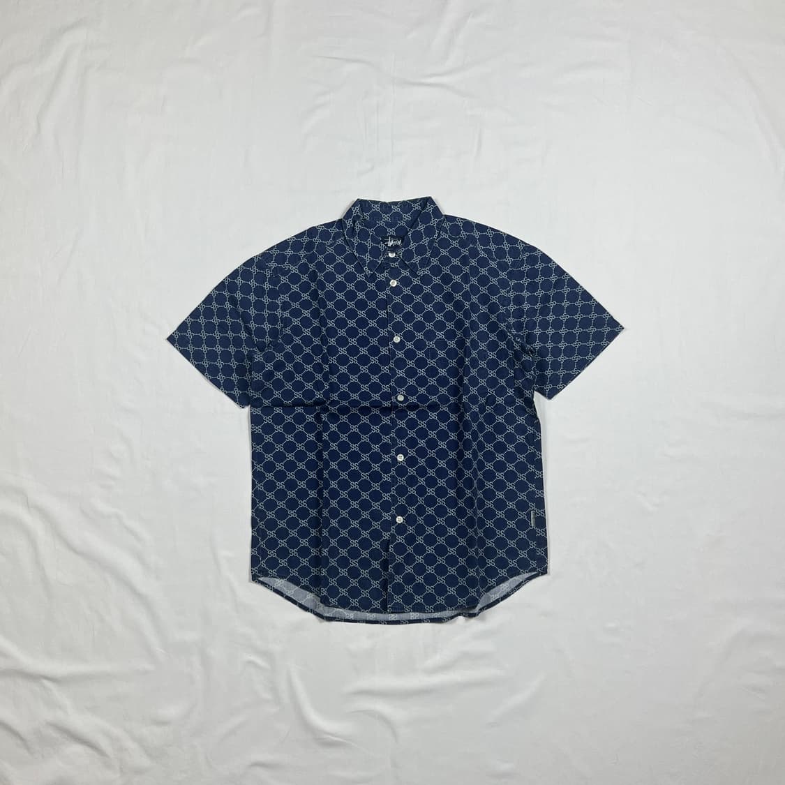 90’s 스투시 stussy 구찌 gg 패러디 ss 로고 반팔 셔츠 상품이미지1