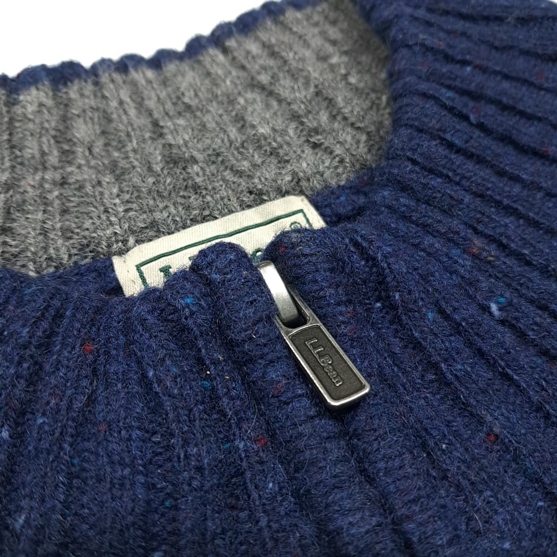 CL202 2XL 엘엘빈 셰틀랜드울 엘보패치 네이비넵 하프집업 니트 상품이미지3