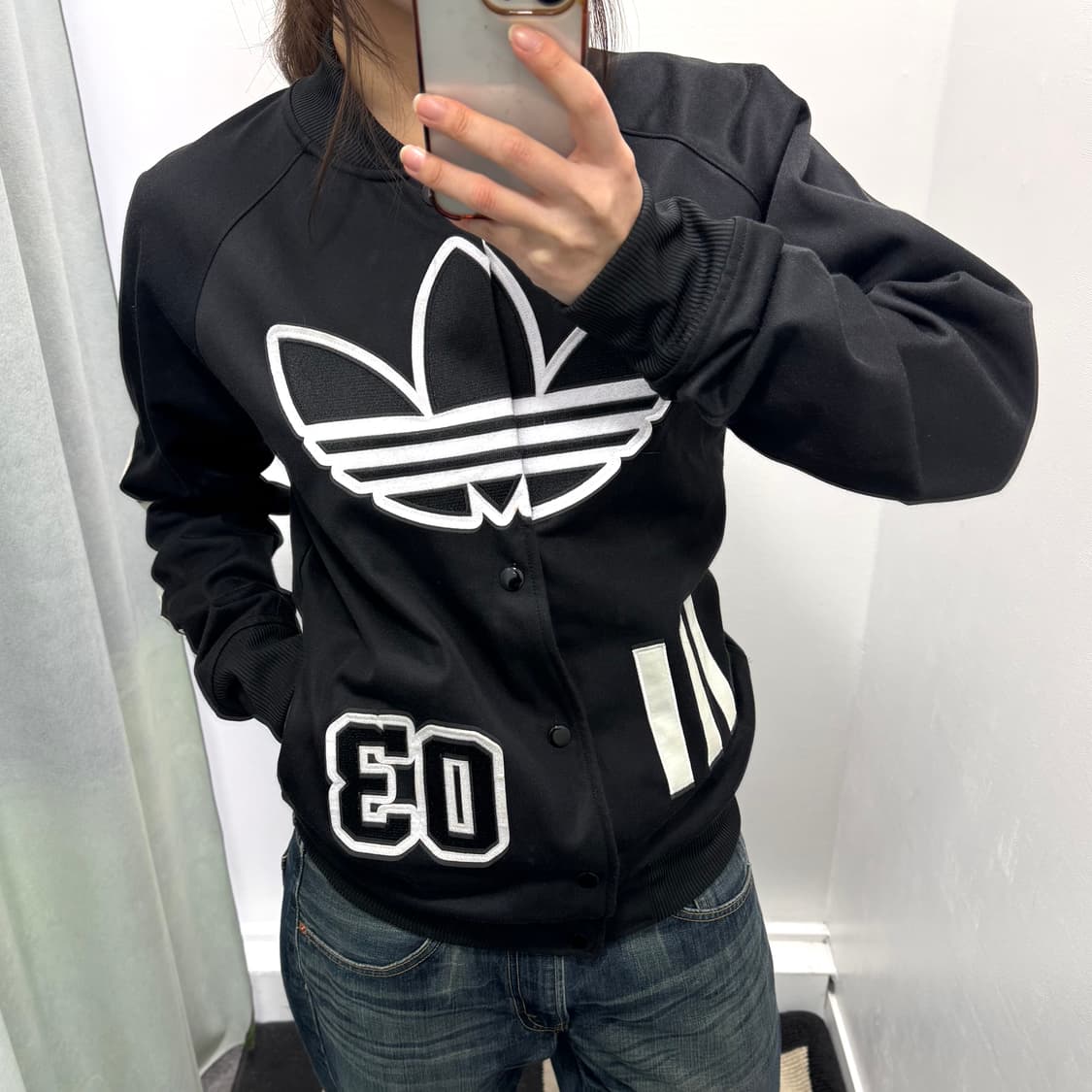 아디다스 블랙 빅로고 스타디움 자켓 상품이미지1
