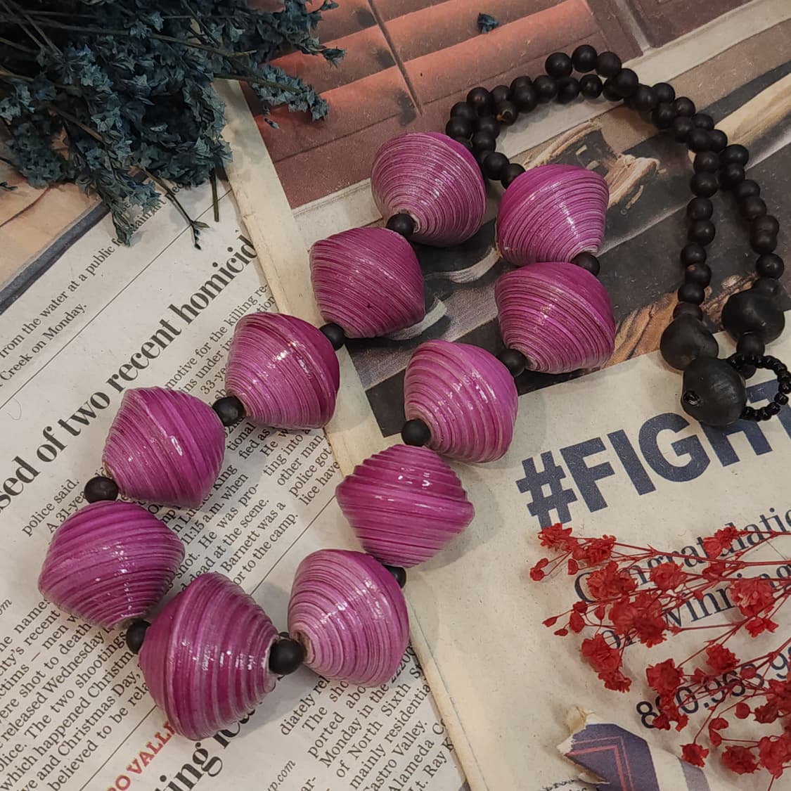 90s 프랑스 빈티지 목걸이 보헤미안 스타일 청키 쉘 비즈 목걸이 상품이미지3