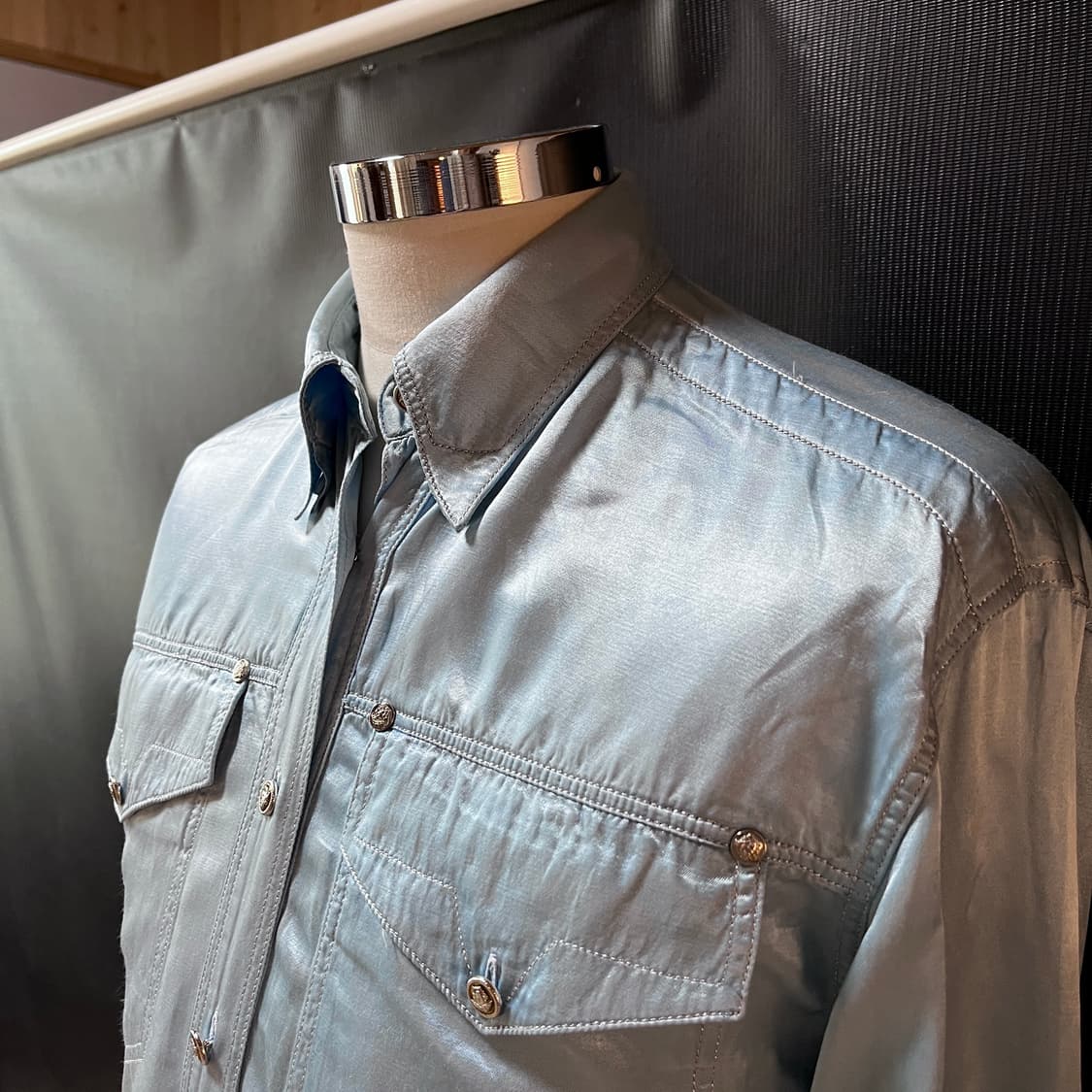 90s 베르사체 진스 꾸뛰르 새틴 웨스턴 셔츠 상품이미지3