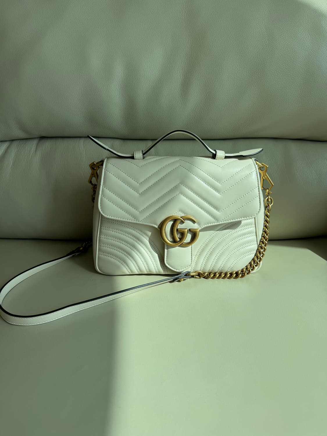 구찌 마몽 마틀라세 탑핸들백 아이보리 상품이미지2