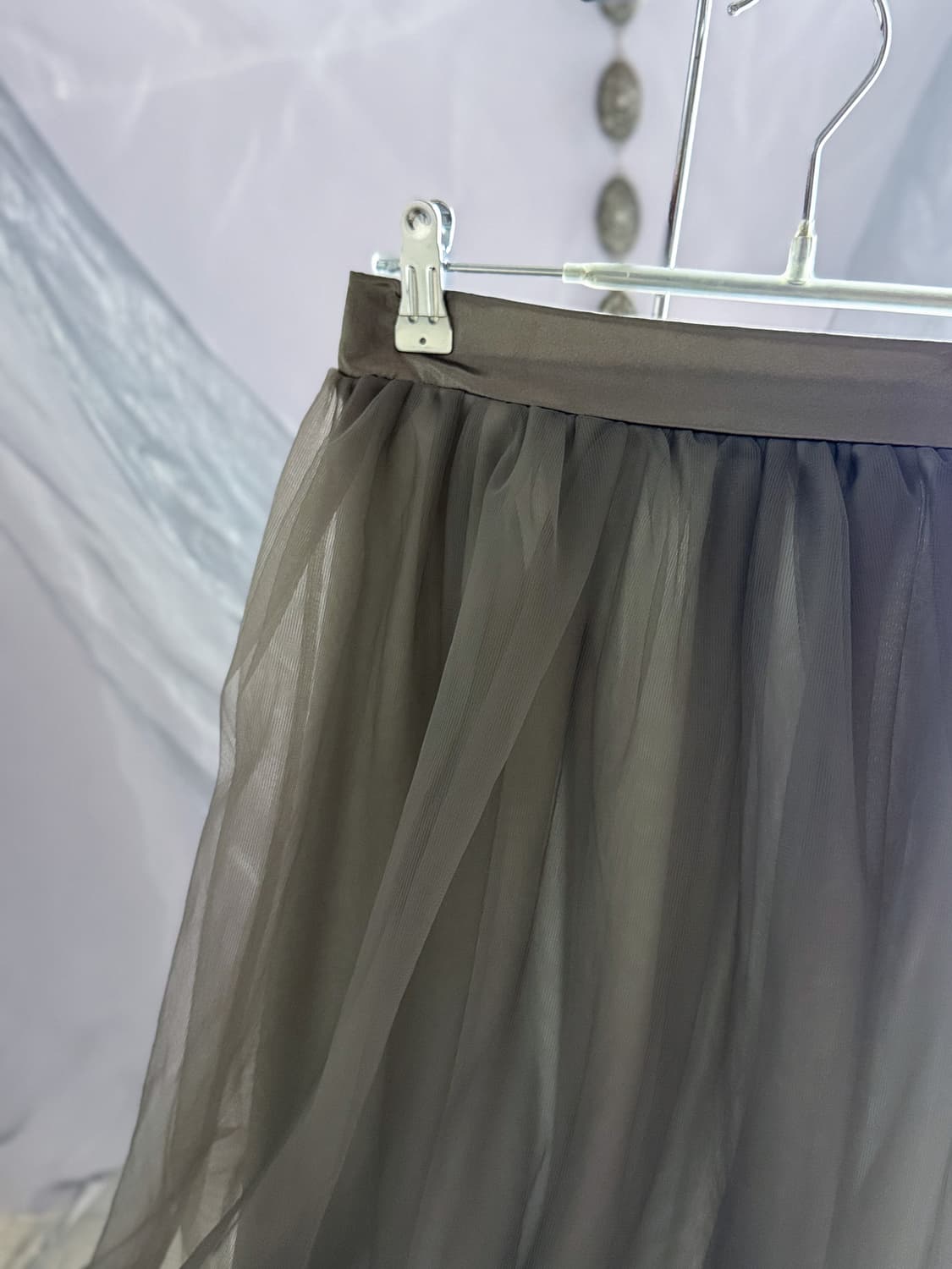 Charcoal Chiffon Shirred Skirt 0201 상품이미지4