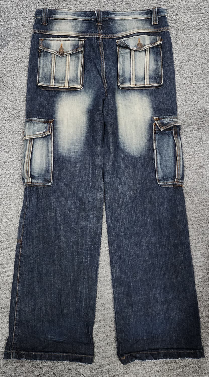 빈티지 데미지 워싱 데님 카고 팬츠 청바지 XL 상품이미지2