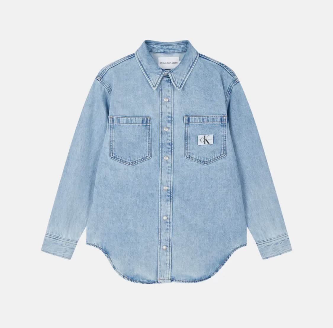 Calvin klein 파우더블루 오버사이즈 데님 셔츠 상품이미지1