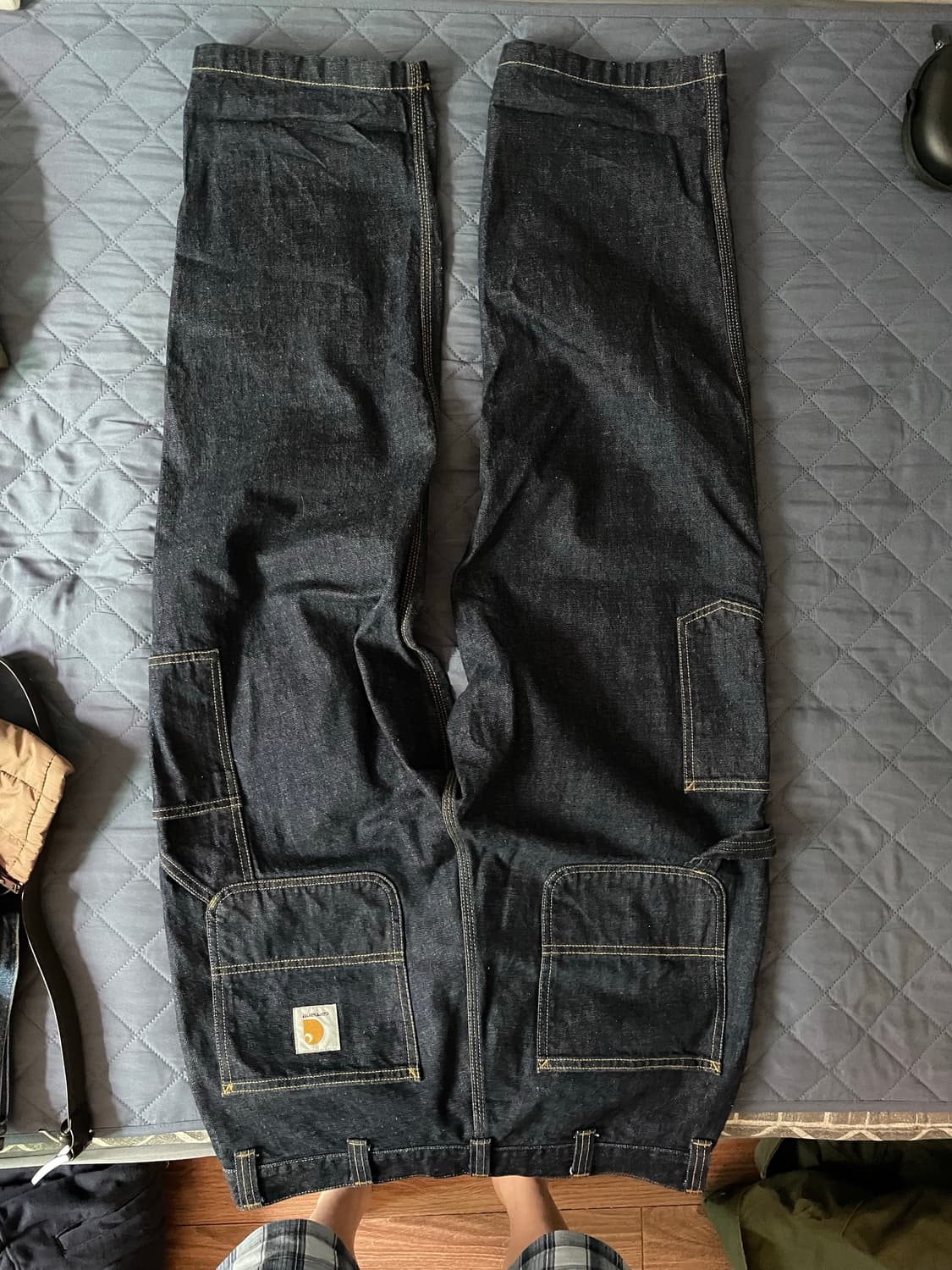 m) 칼하트윕 og 싱글니 카마노 팬츠 블루 린스드 상품이미지2