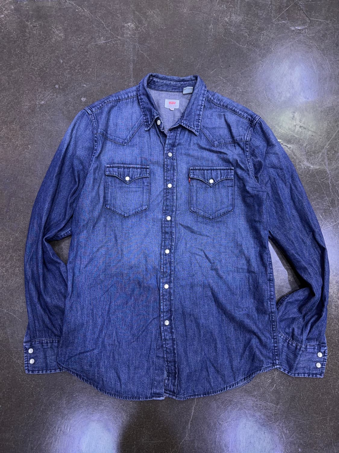 리바이스 빈티지 워싱 웨스턴셔츠 청남방 데님셔츠 인디고 M 상품이미지1