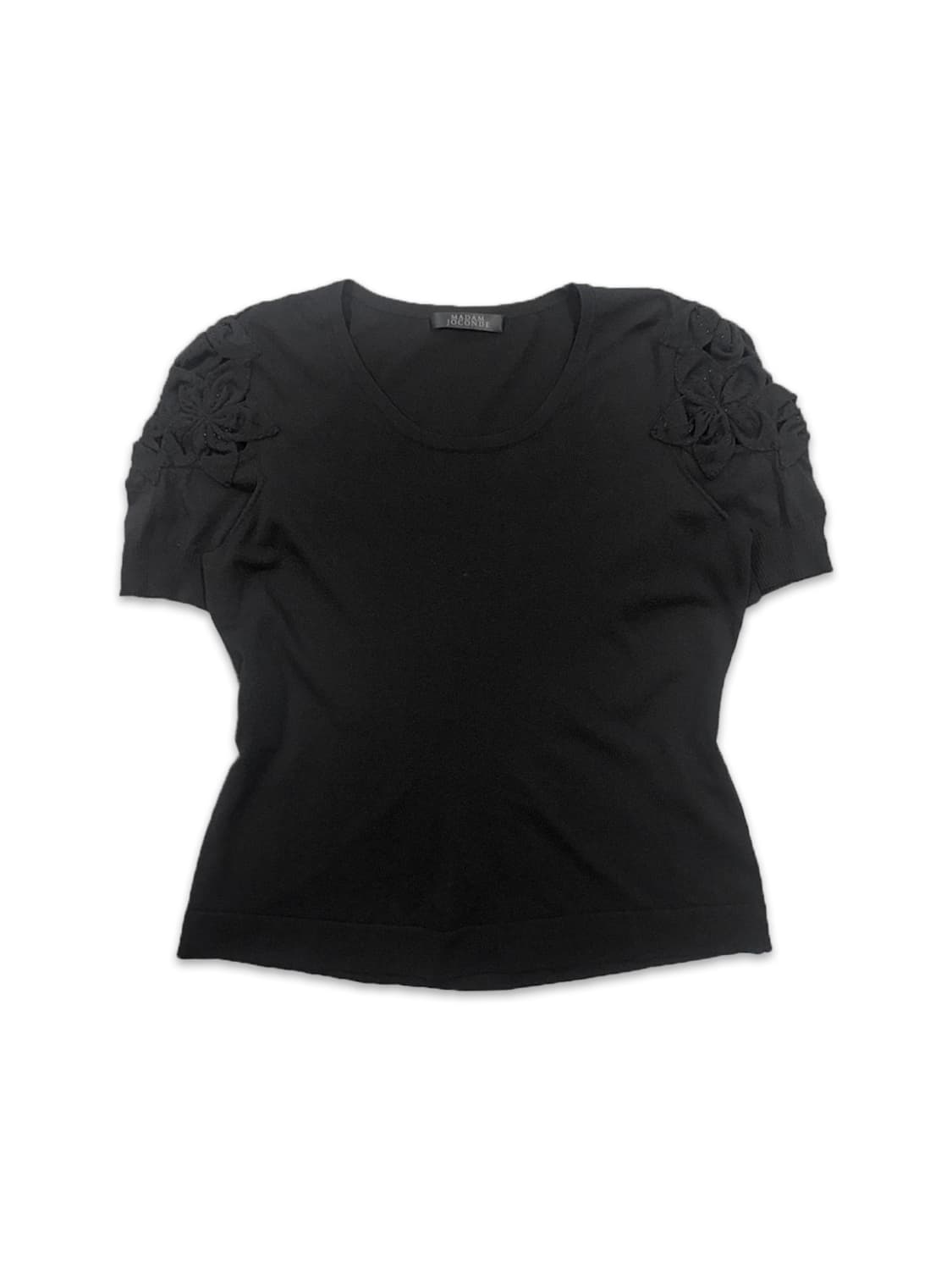 빈티지 madam joconde 블랙 플라워 반팔 니트 상품이미지1