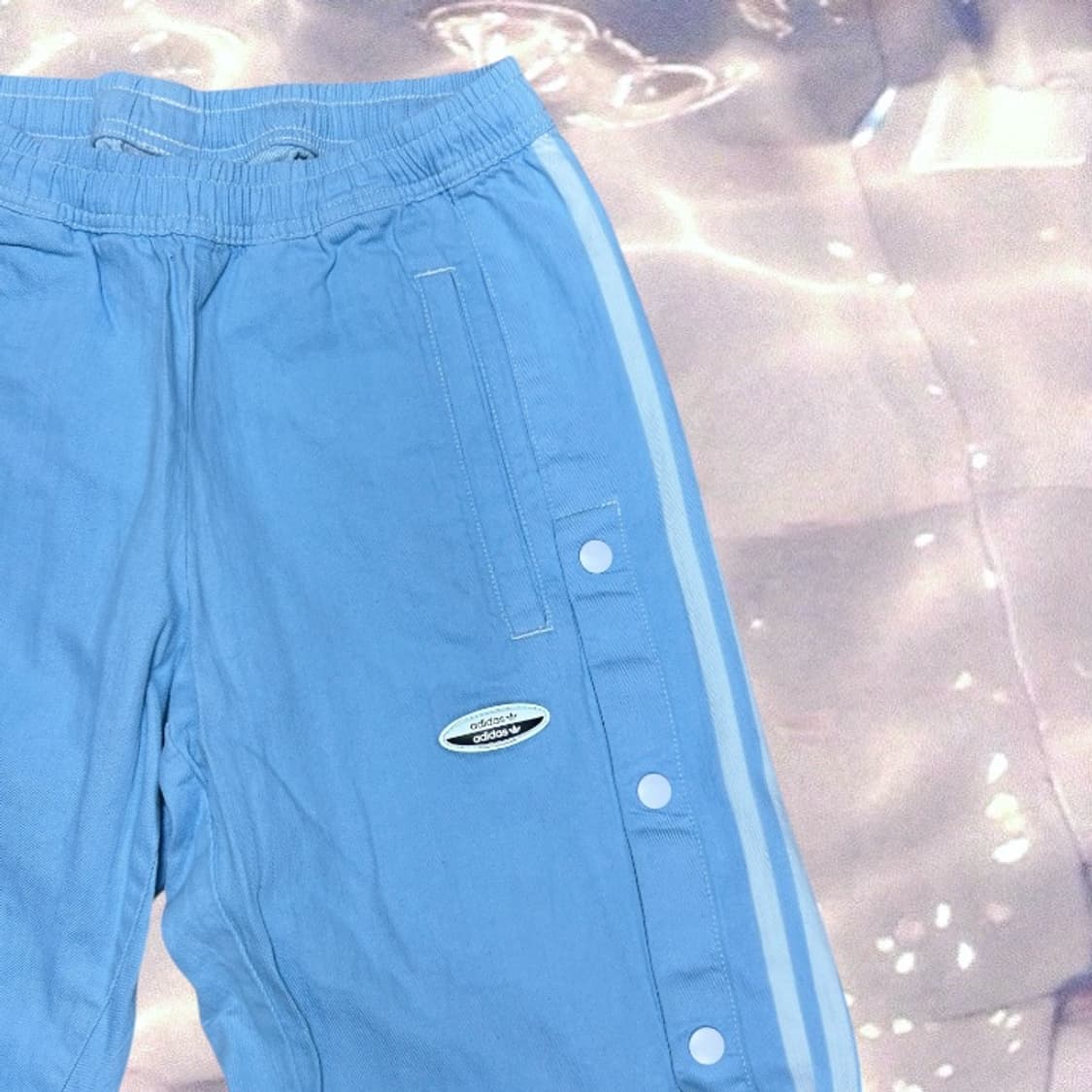 아디다스 아디브레이크 스카이블루 와이드 스냅 버튼 데님 트랙 팬츠 M 상품이미지5