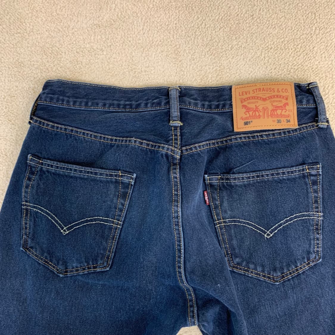 빈티지 리바이스501 워싱 데님팬츠(30사이즈) 남자청바지 진청 다크블루 상품이미지4