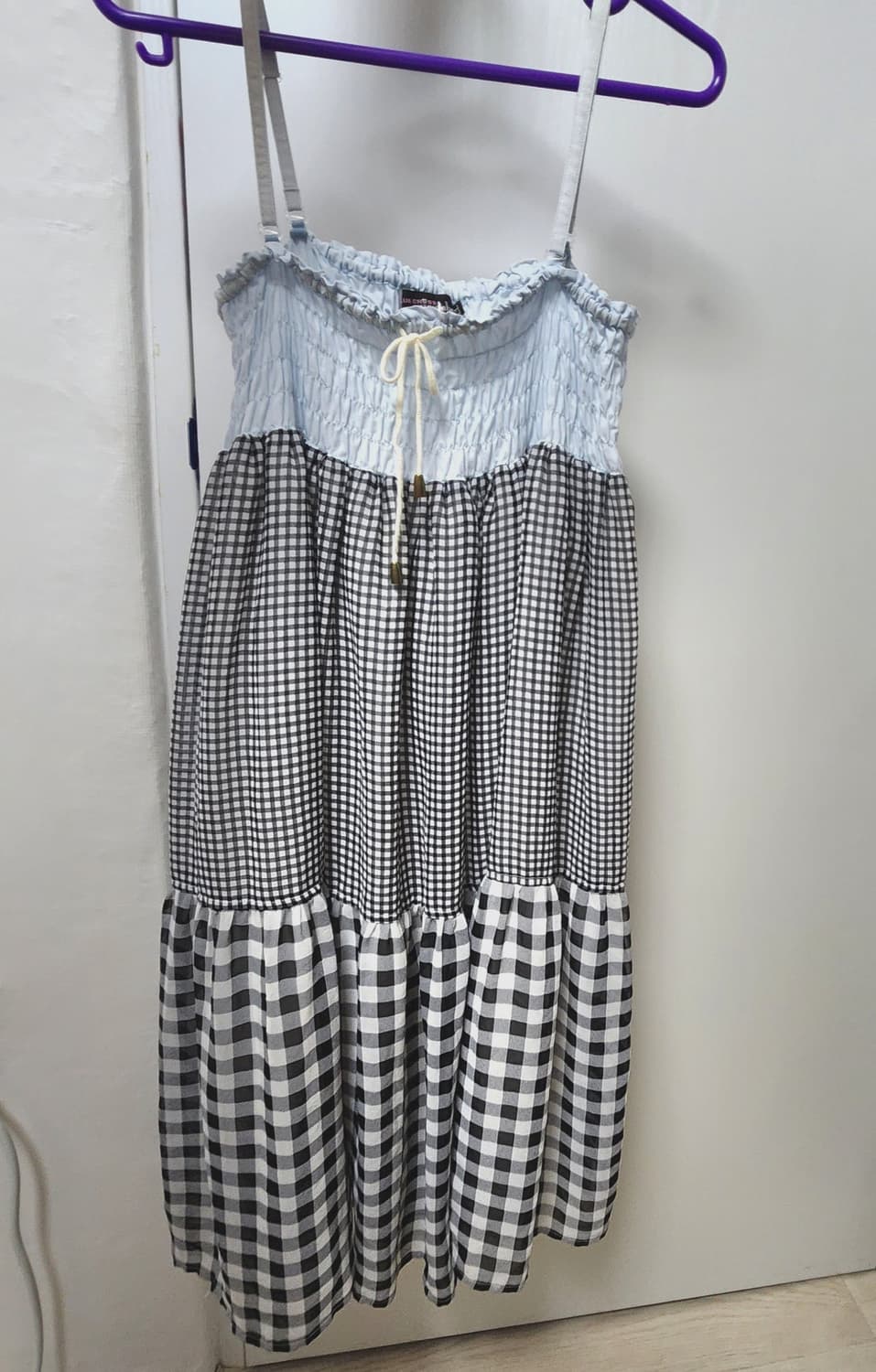 블랙 체크 나시 원피스 상품이미지1