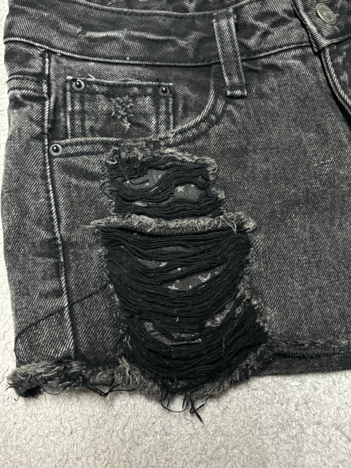 빈티지 블랙 디테일 데미지 숏팬츠 핫팬츠 팬츠 S 상품이미지5