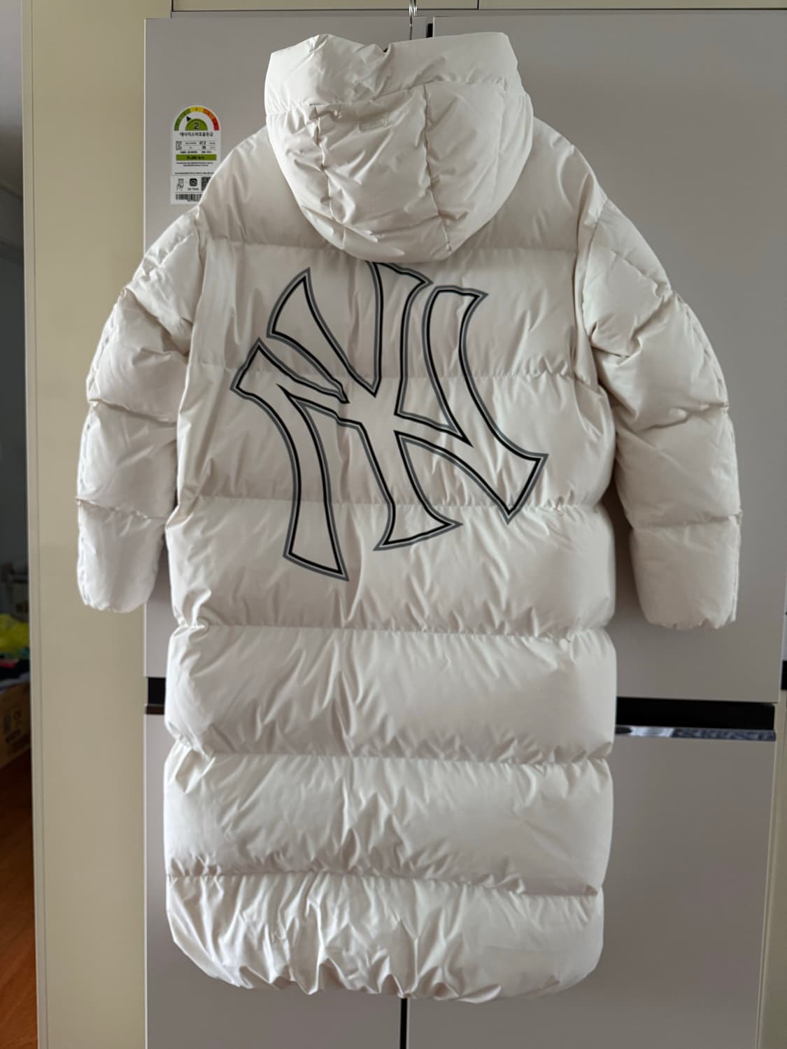 MLB 베이직 메가로고 후드 롱패딩 화이트 라지 상품이미지4