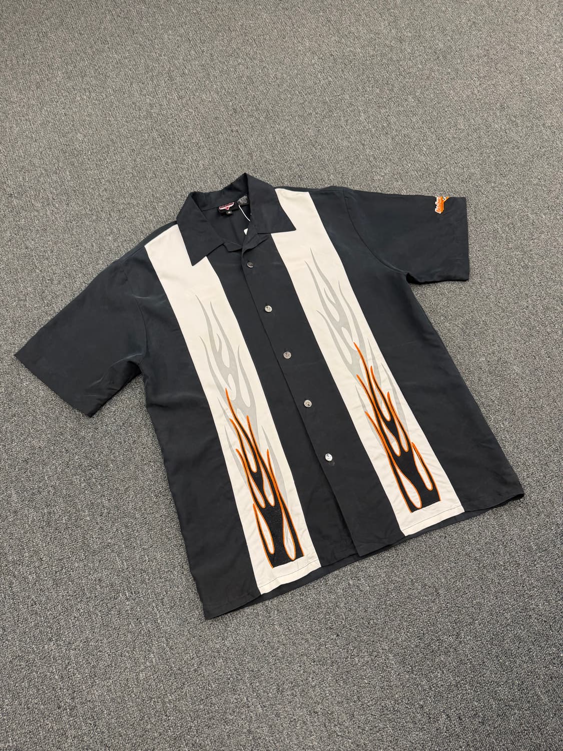 M) 할리데이비슨 빈티지 플레임 자수 반팔셔츠 상품이미지1