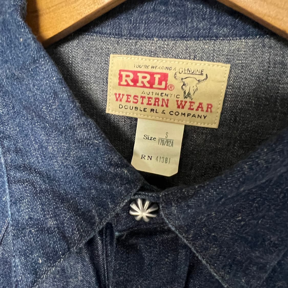 RRL 콘초 데님 웨스턴 셔츠 S 상품이미지3