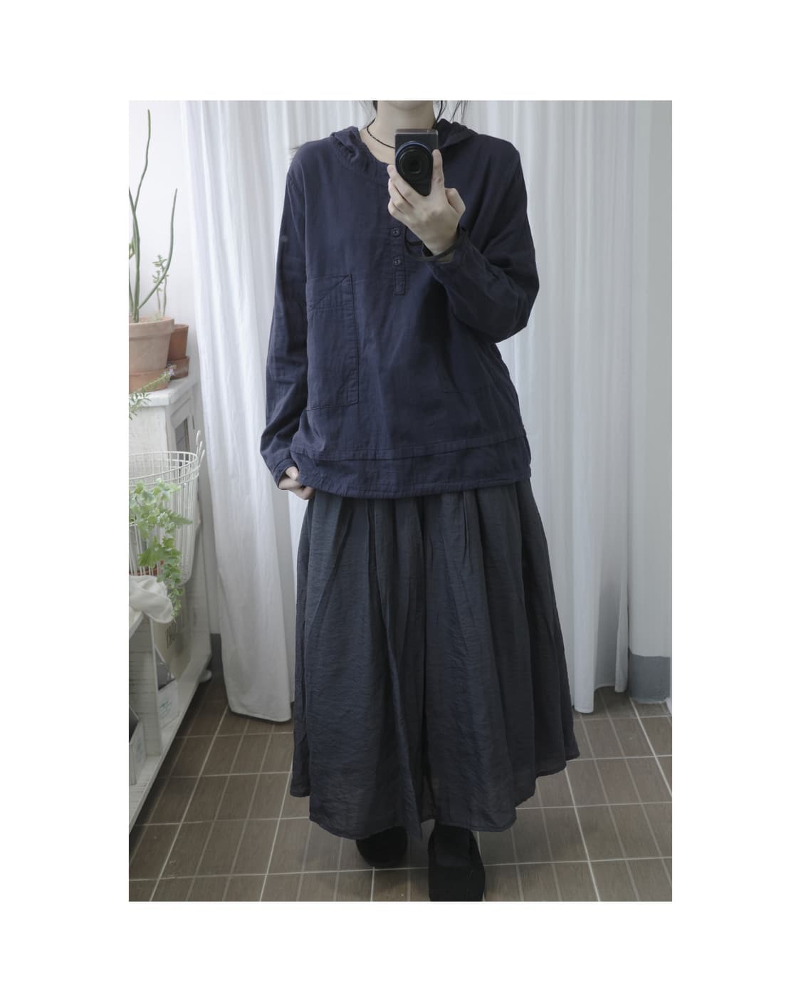Navy hoodie blouse  상품이미지3