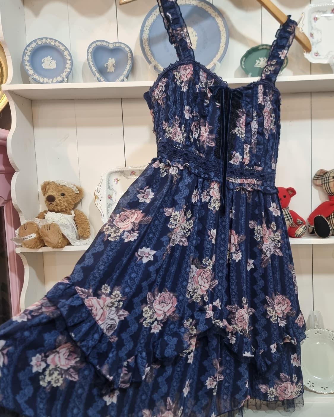 (액시즈팜) 네이비 플라워 쉬폰 원피스 상품이미지6