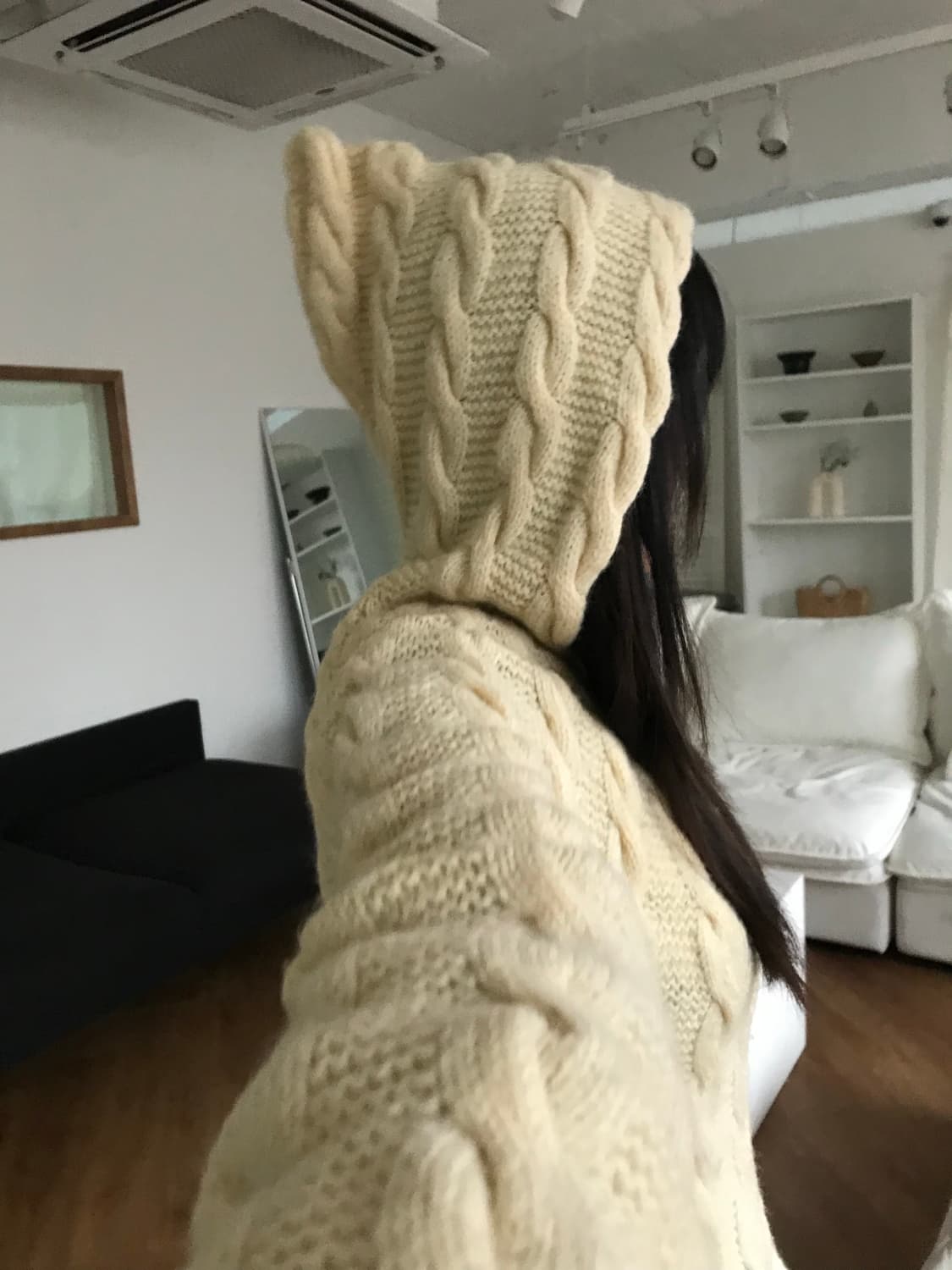 vintage wool hood knit zip up 상품이미지1