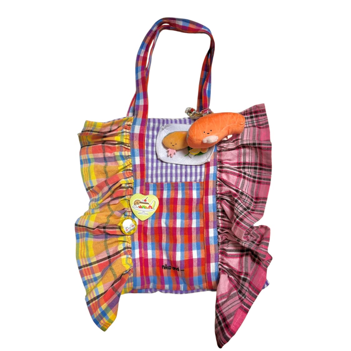 일본 빈티지 니코앤드 체크 펑크 에코백 상품이미지1