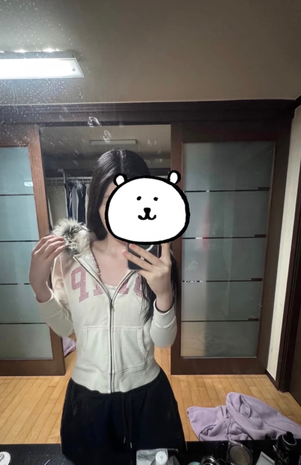 갭 딱붙핏 퍼 후드집업 상품이미지1