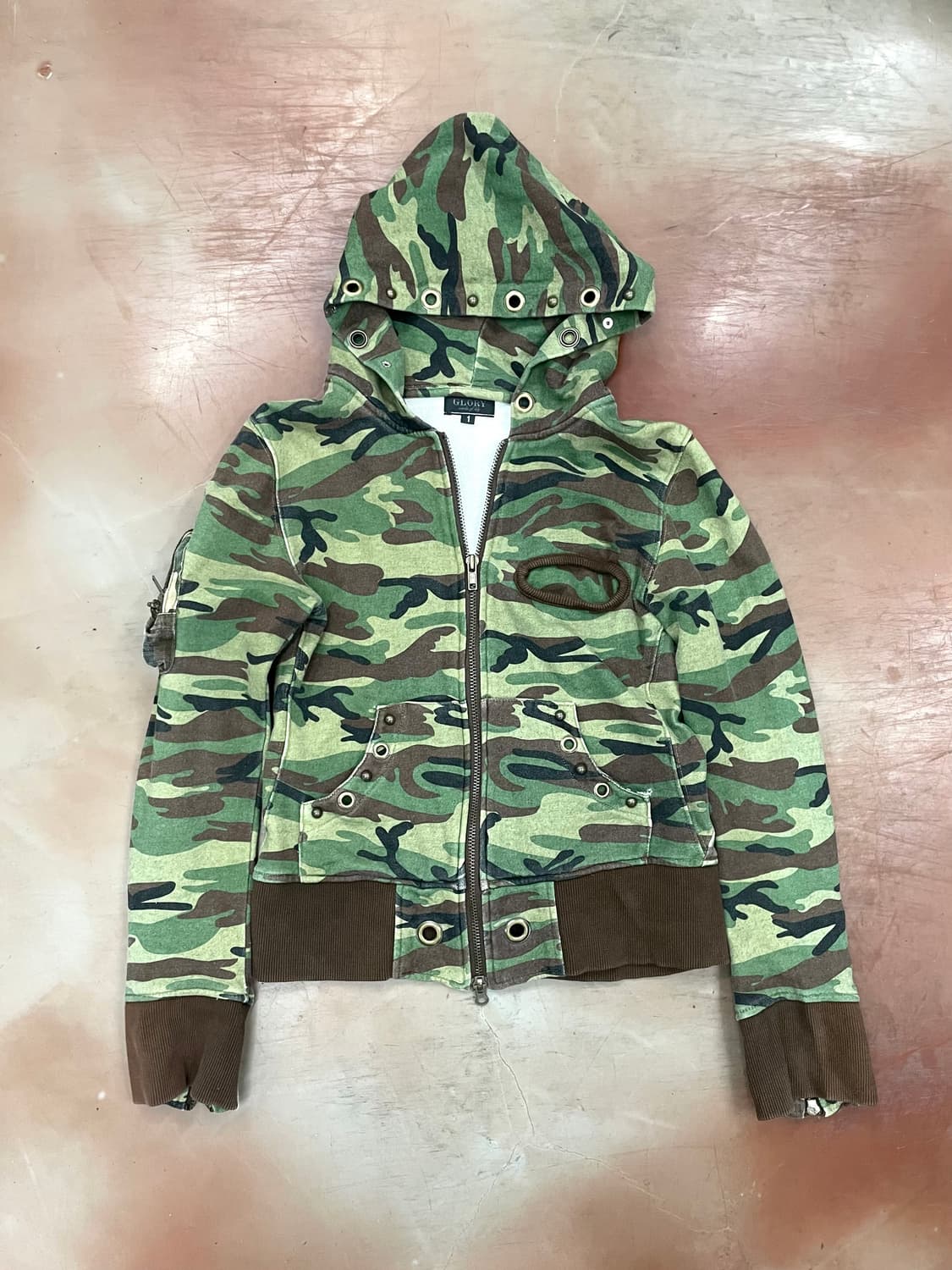 camo pattern pocket details zip-up 상품이미지3