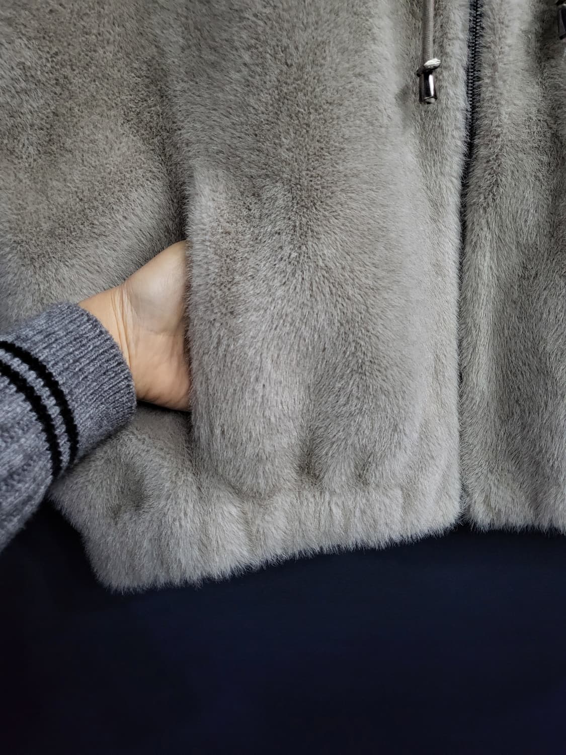 Daniel.B fur 케이프식 페이크퍼 후드자켓 상품이미지3