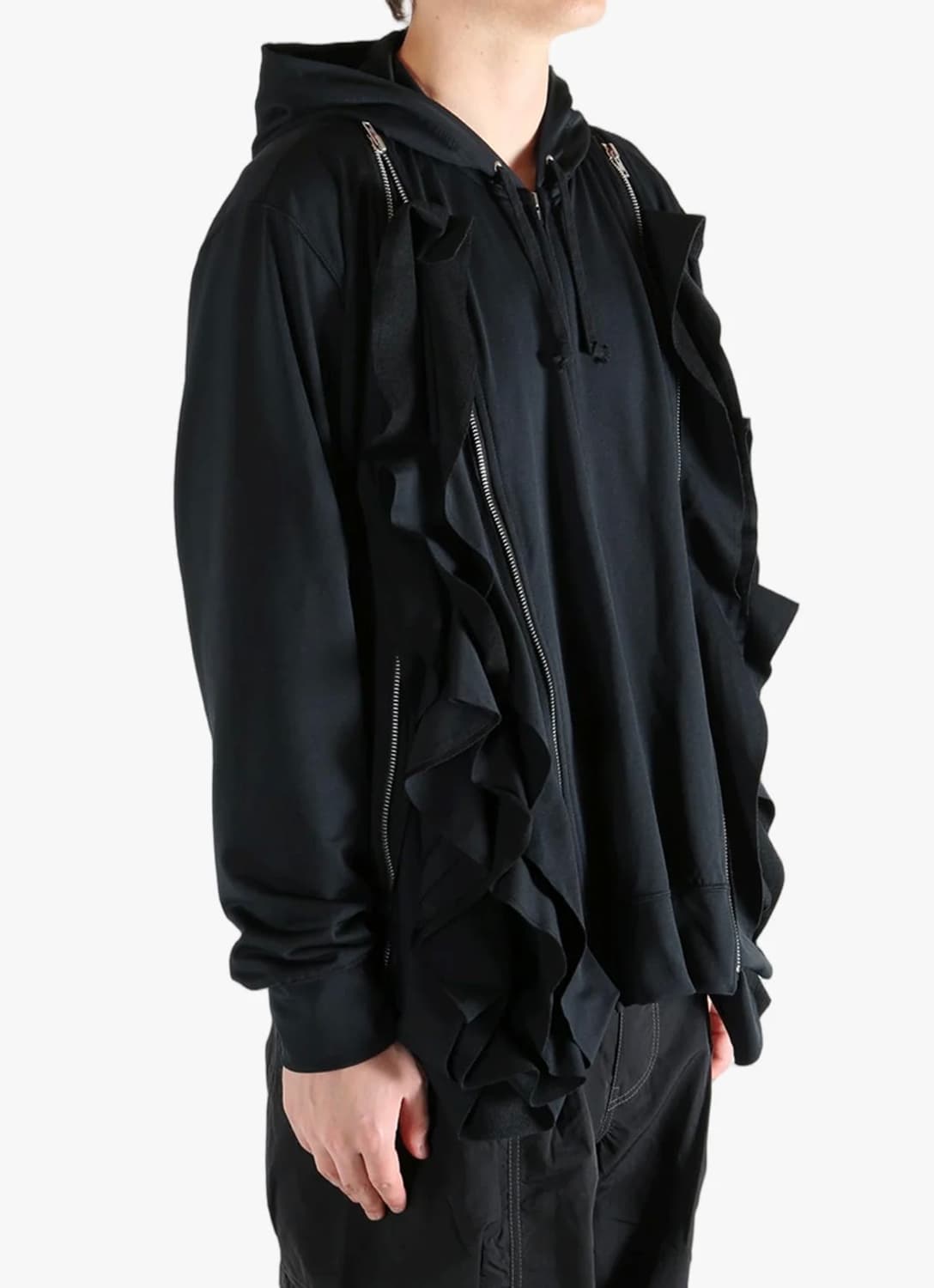 [M,L,XL]꼼데가르송 옴므 26ss 러플 후드집업/블랙 상품이미지2