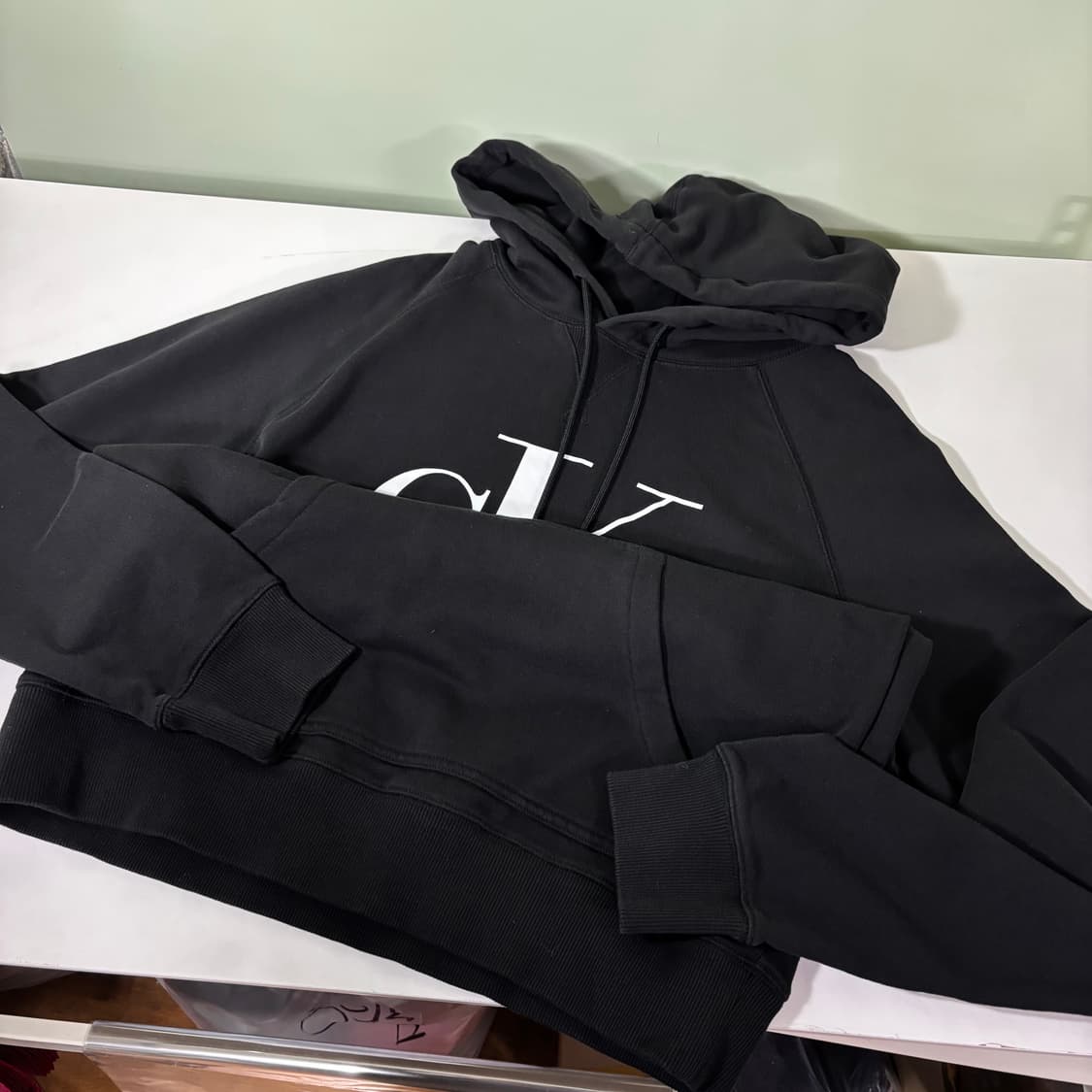 XL 캘빈클라인 CK 블랙 빅로고 후드티 상품이미지2