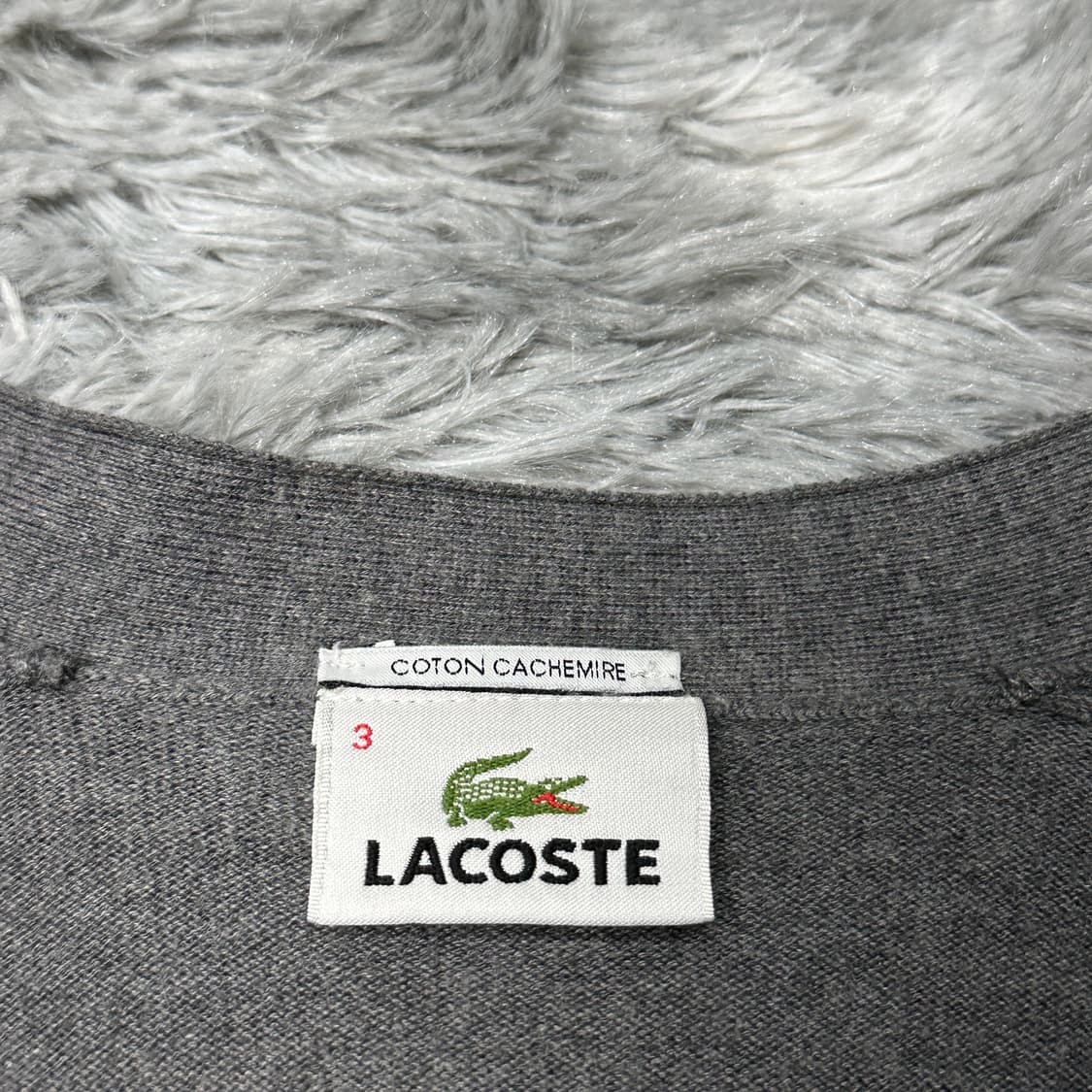 라코스테 면캐시미어 가디건 그레이 m 상품이미지3