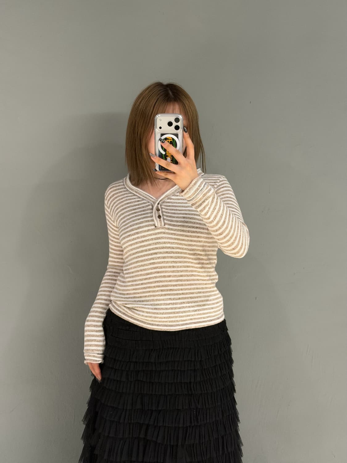 button-up stripe pattern long sleeve 상품이미지2