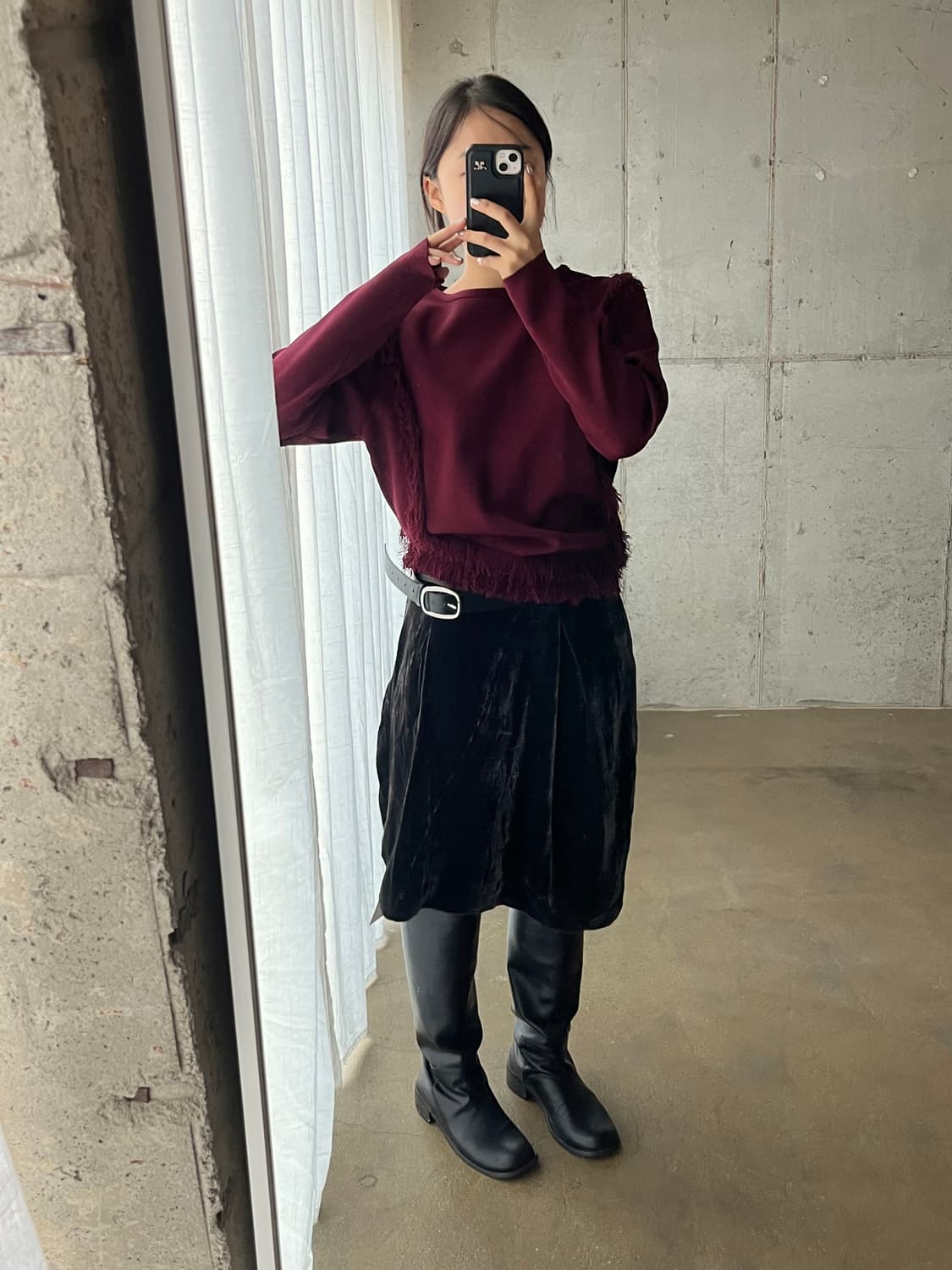 프린지 롱슬리브 버건디 상품이미지3