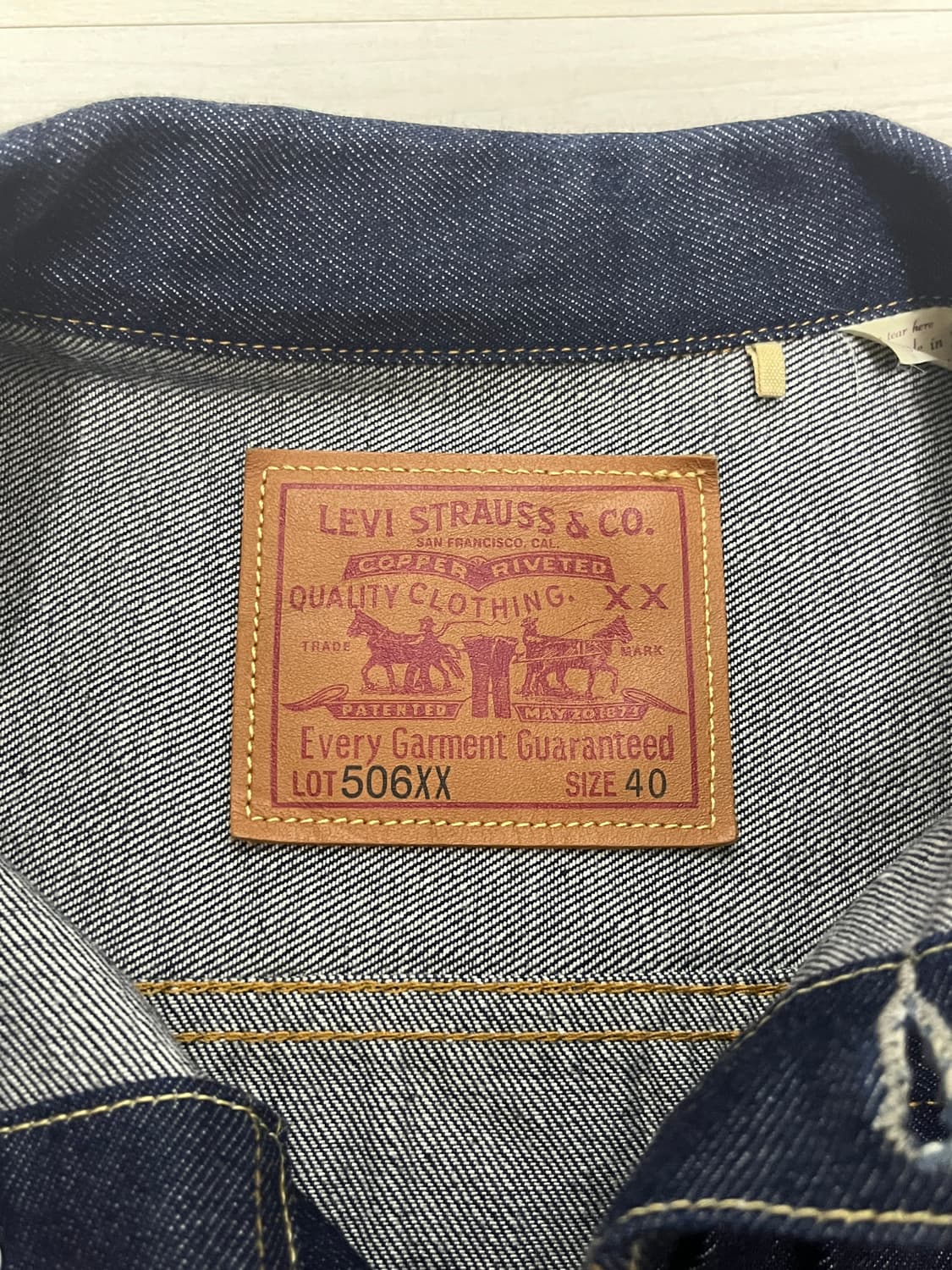 리바이스 lvc 1936 타입1  자켓 40사이즈 판매. 상품이미지3
