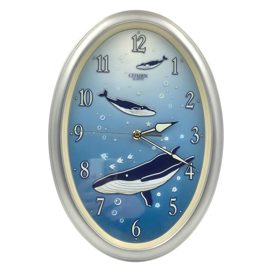 70s 시티즌 뉴트로 야광 고래 오발 벽시계 상품이미지2