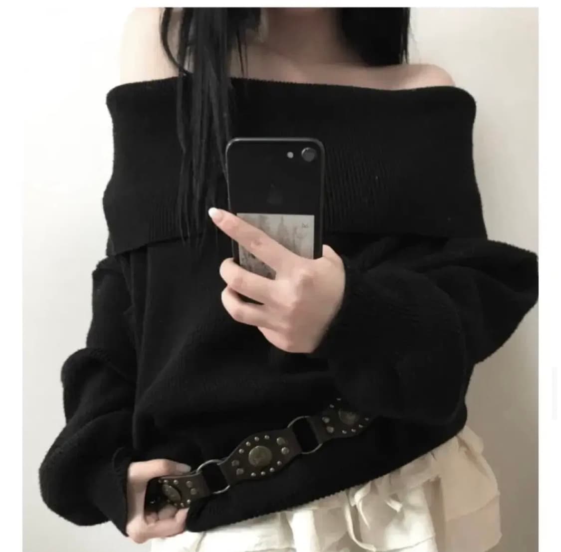 에이블리 쿄이 롱 오프숄더 블랙 상품이미지1