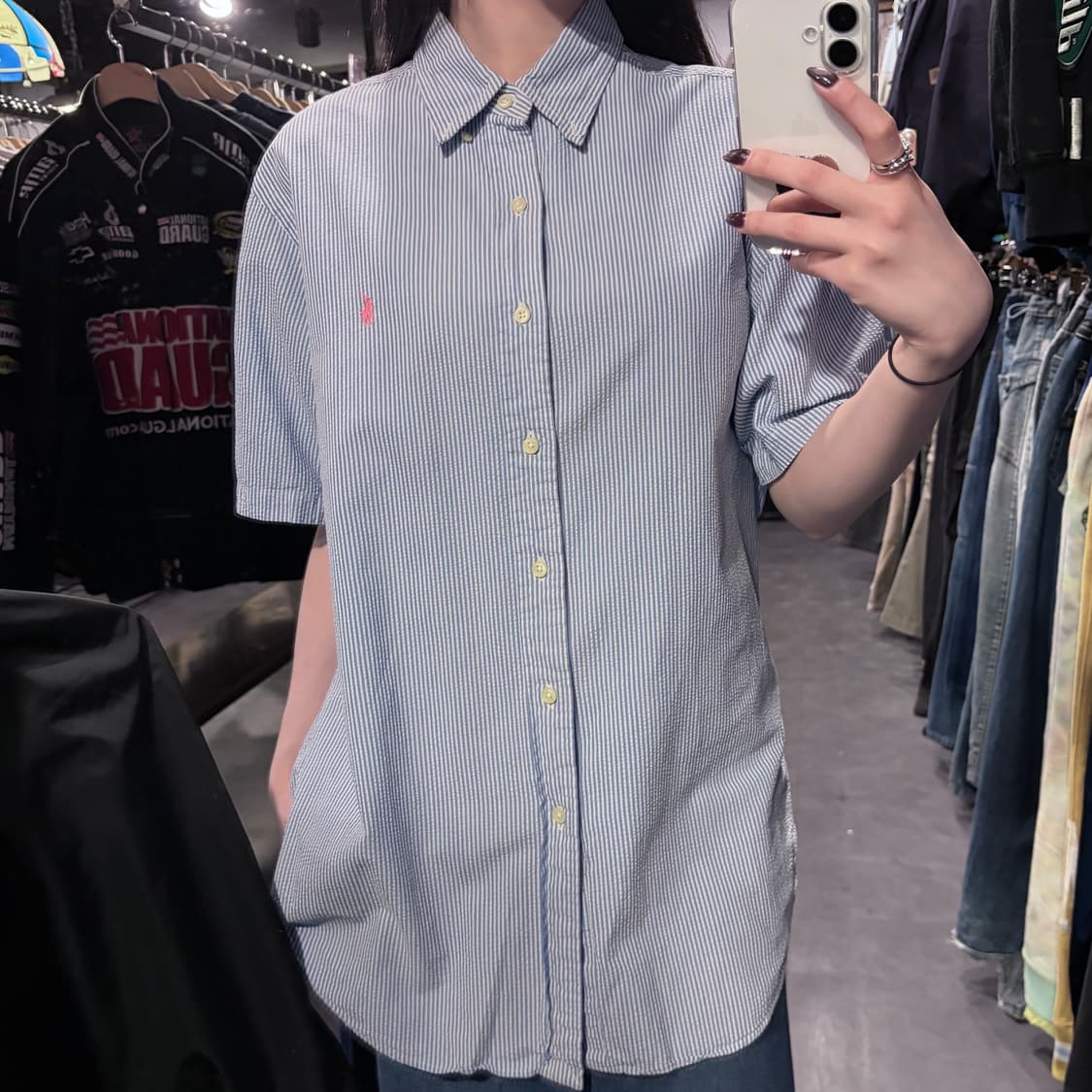 [IM] 폴로랄프로렌 시어서커 반팔 셔츠 블루 스트라이프 상품이미지7