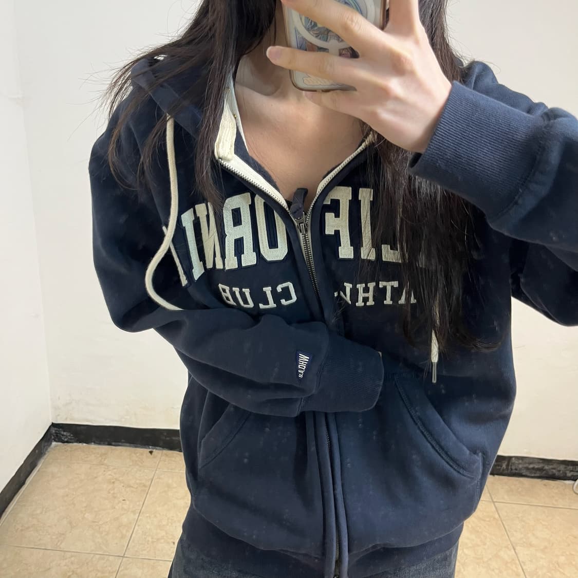 Who A U navy two-way hoodie zip-up 상품이미지3