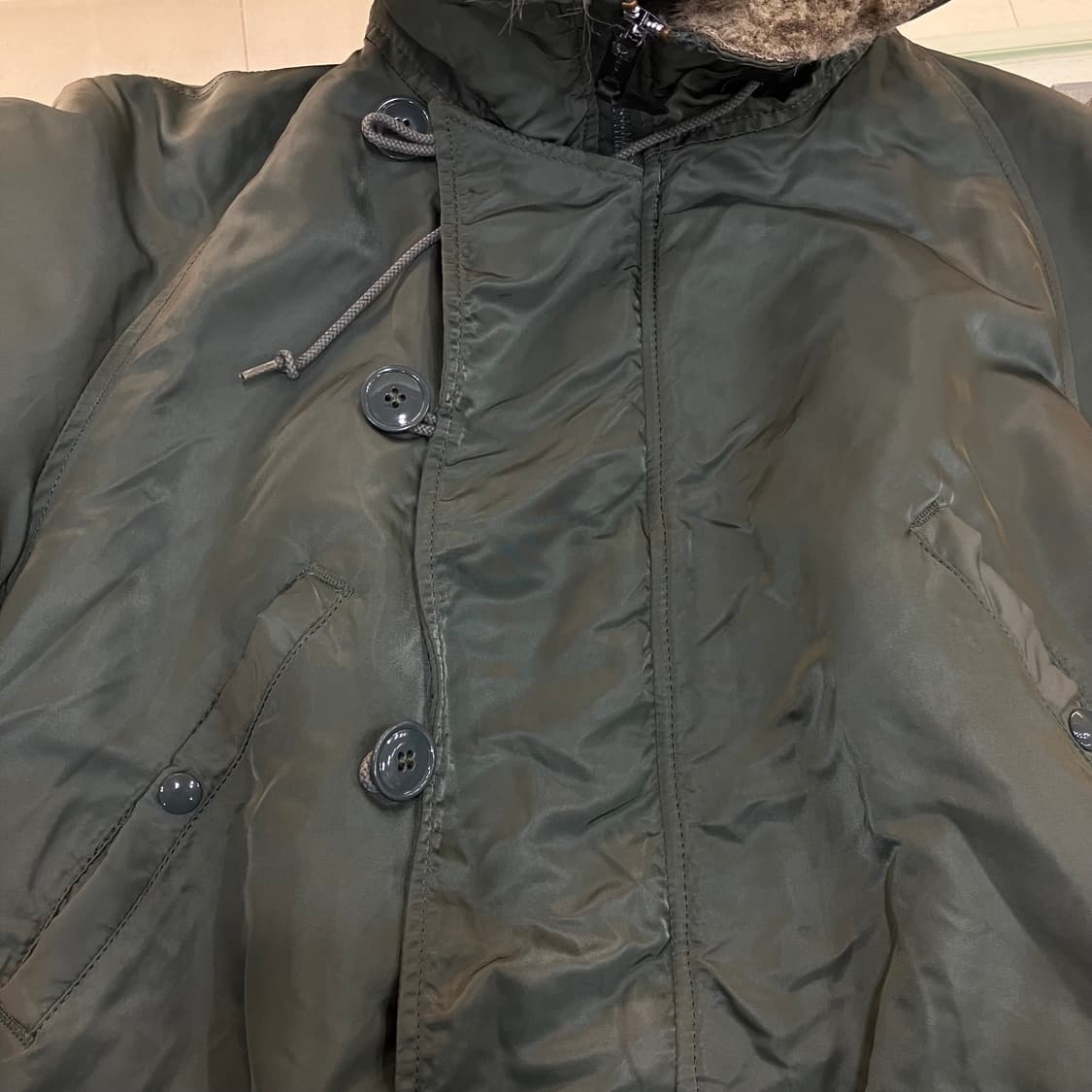 90's 알파인더스트리 카키 N2B 쇼트 웨이스트 파카 M 상품이미지5