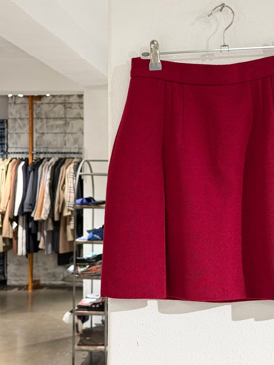 프라다 레드 라나버진울 미니 스커트 상품이미지2