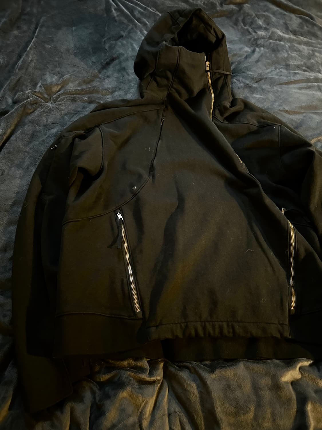 Side Cut Off Zipper Detail Hoodie 상품이미지1