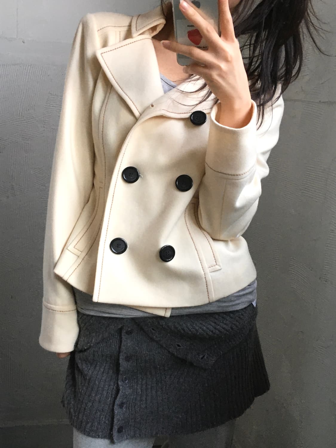 Courreges 꾸레쥬 크림 더블 브레스티드 자켓 상품이미지1