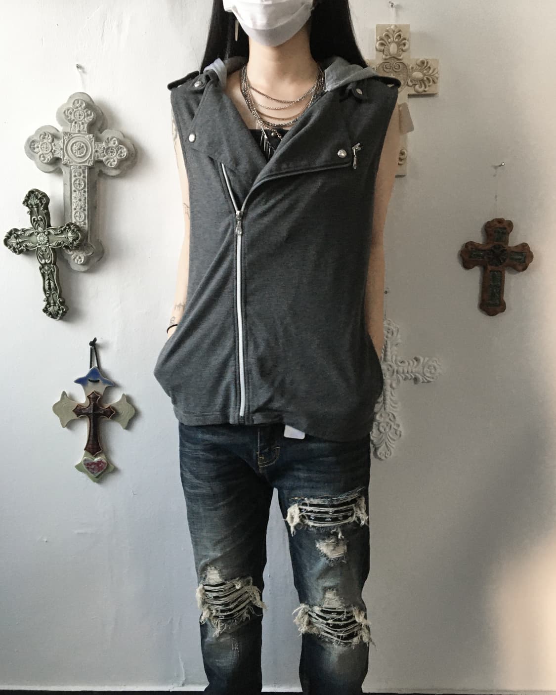 Hood layered vest 상품이미지5